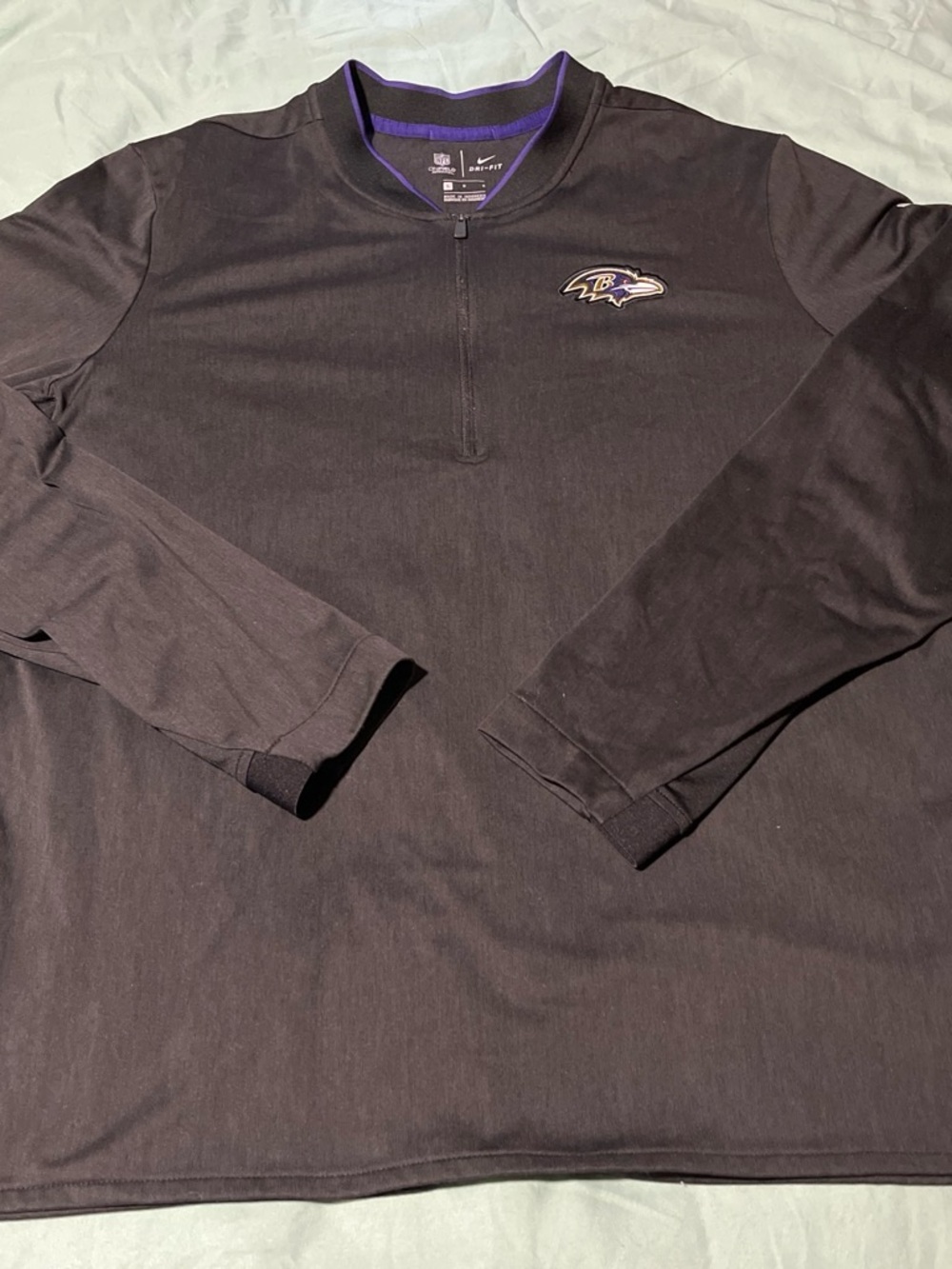 NFL Men’s Black Long-Sleeve Lightweight Half-Zip with Purple Trim